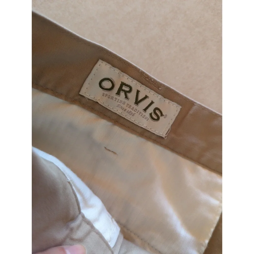 Vintage Orvis Foothills Cargo Pants Men's 34 (Fits 34x29) Tan Suede Trim NEW NWT